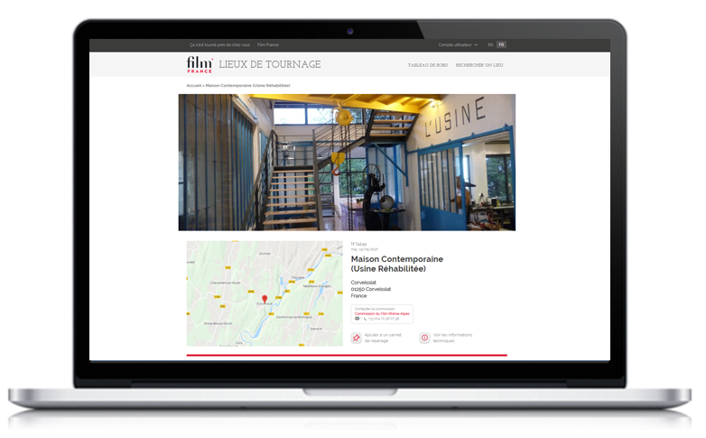 Cas client Naes - Film France - visuel application lieux de tournage Usine